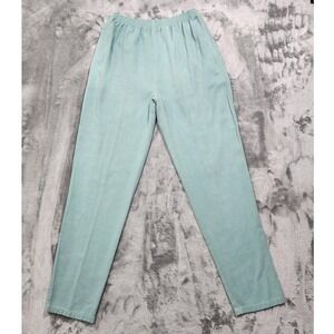 Vintage Tianello Pants Womens L Green Tencel Rayon Pull On Relaxed Tapered Leg